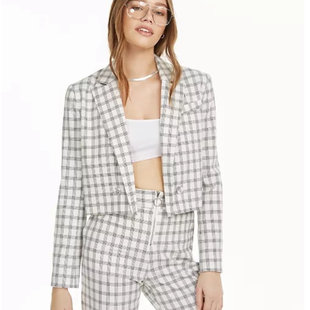 Danielle Bernstein Plaid Cropped Jacket - image 5